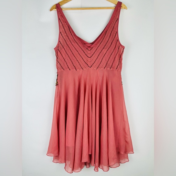 Free People Pink Pop Champagne Beaded Mini Dress - Picture 4 of 7